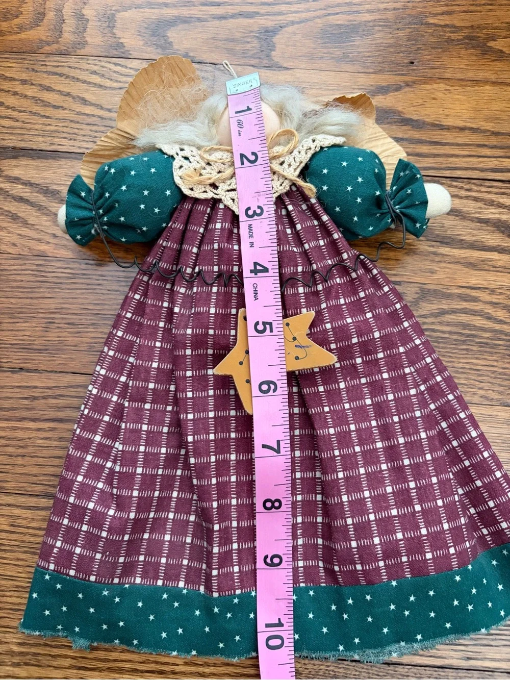 Handcrafted Primitive Country Style Angel Doll Holiday Joy Star Decor